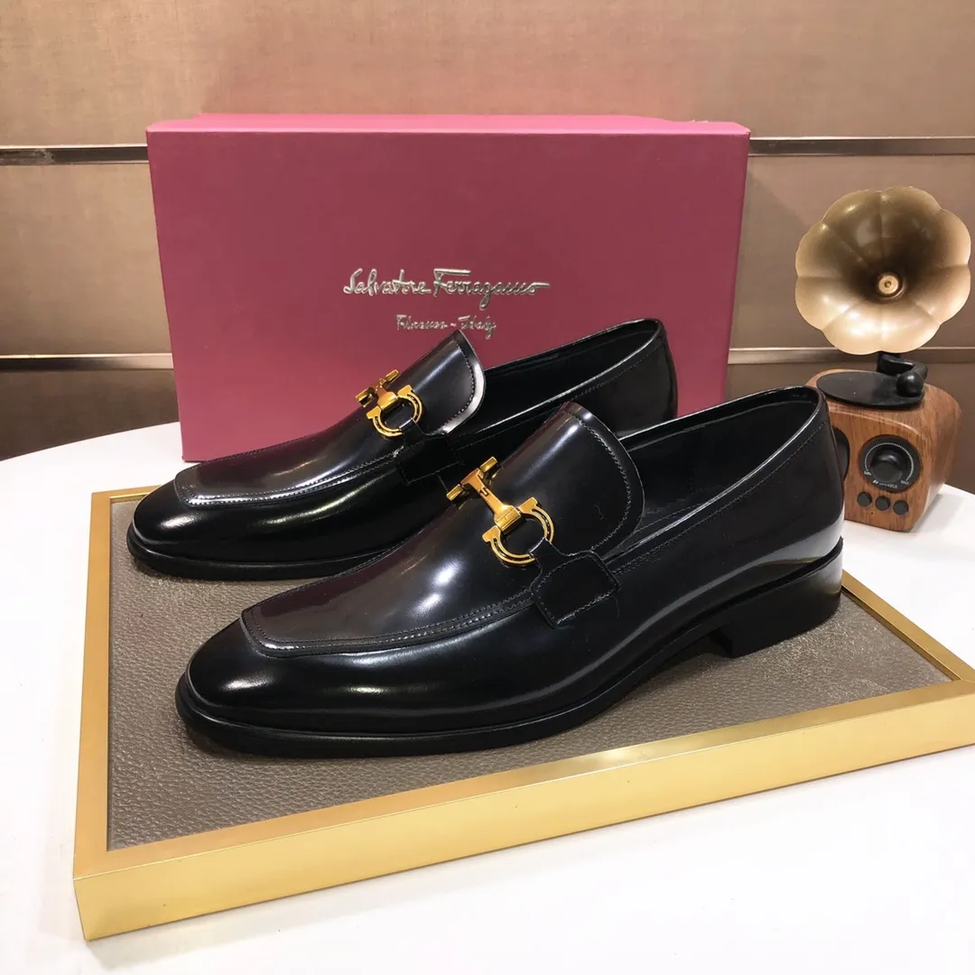Men's shoes 💰500💰 [Ferragamo/Ferragamo] The latest model in the counter. Original imported high-quality cowhide with open sides + imported 🐂 water-dyed cowhide lining + original luxury metal buckle + original combination outsole. Comparison without pressure 38--45 (45 is custom-made and cannot be returned or exchanged)